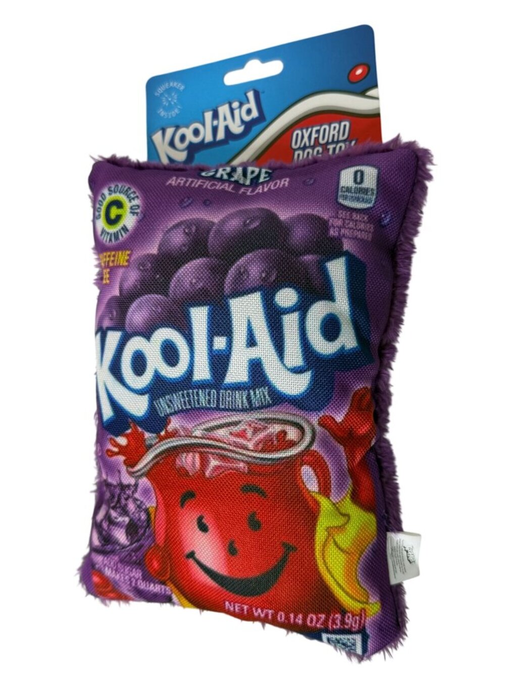 Kool Aid Grape Dog Toy Plush Squeaky Food Drink Theme Pet Toy
